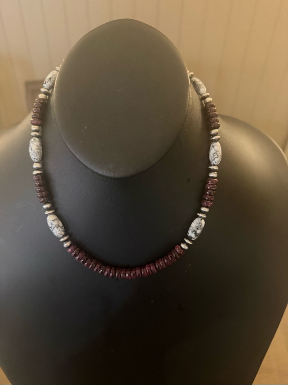Sterling silver purple spiny oyster wb turquoise bead necklace 18 inch
